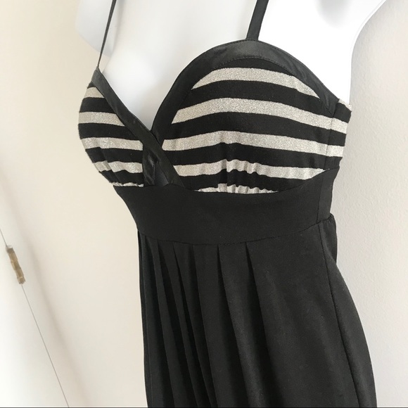 Guess Chic Silver Stripes & Black Pleaded Dress - Picture 5 of 15